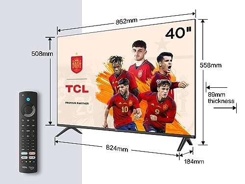 TCL 40SF540-40" FHD Smart TV - HDR & HLG-Dolby Audio-DTS Virtual X/DTS-HD-Metal Bezel-Less-Dual-Band WiFi 5-with Fire OS 7 System