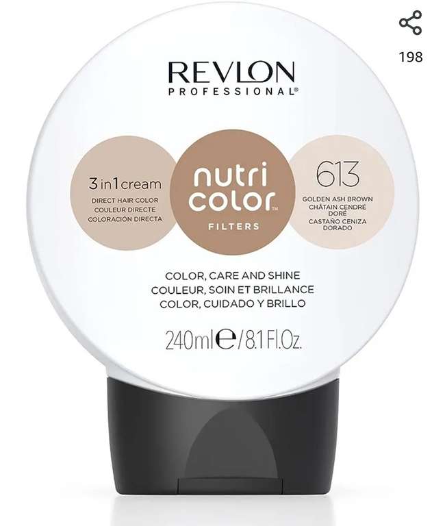 REVLON PROFESSIONAL Nutri Color Filters, Mascarilla de coloración temporal para el pelo, Revive el color del cabello (Varios colores)