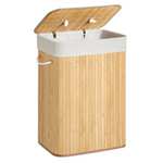 Cesto de ropa sucia SONGMICS con tapa, 72 L, cesta de bambú con bolsa lavable extraíble, asas, para lavandería, dormitorio, color natural