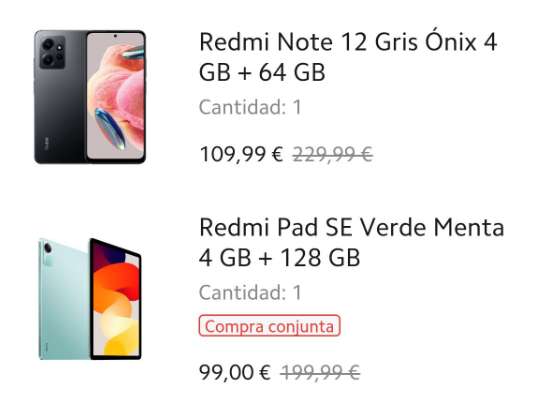 Xiaomi Redmi note 12 + Tablet Redmi Pad SE (155€ con mi points)