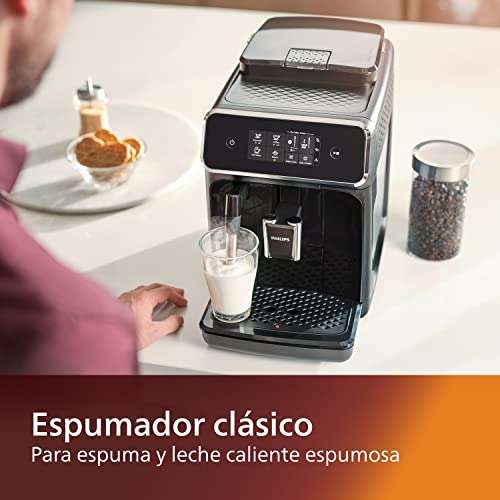 Philips Serie 2200 Cafetera Superautomática - Espumador de Leche Clásico, Pantalla Táctil Intuitiva, Negro Mate (EP2220/10)