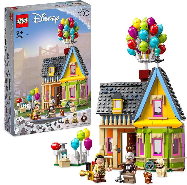 LEGO 43217 Disney y Pixar Casa de “Up”, Juguete con Globos, Mini Figuras de Carl, Russell y el Perrito Dug