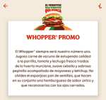Whopper gratis en pedidos iguales o superiores a 18€ en el servicio a domicilio (app y web) de restaurantes Burger King adheridos