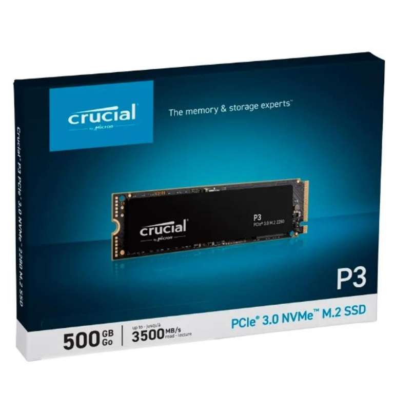 Disco Duro Solido Crucial P3 500GB 29,75€, 1TB 55€ SSD M.2 3D NAND NVMe PCIe SATA 3