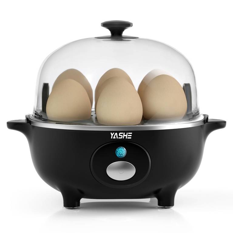 Cocedor de Huevos YASHE, Cocedor Huevos de 360 W, 7 huevos fáciles de pela,luz indicadora, libre de BPA