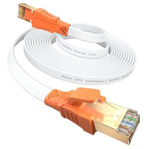 Nixsto 20 Metros Cable Ethernet, CAT8 Cable de Red Alta Velocidad Banda 40 Gbps 2000 MHz, Plano Cable LAN con Conectores RJ45