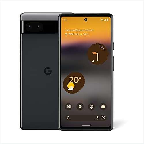 Google Pixel 6a: smartphone 5G Android libre con cámara de 12 megapíxeles y batería de 24 horas de duración, de color Carbón