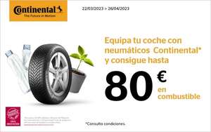 Obtén hasta 80€ en combustible al montar neumáticos Continental