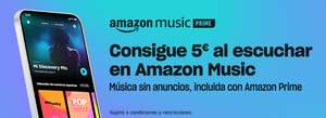 Consigue 5€ por escuchar Amazon Music en la App de Amazon Music (cuentas seleccionadas).
