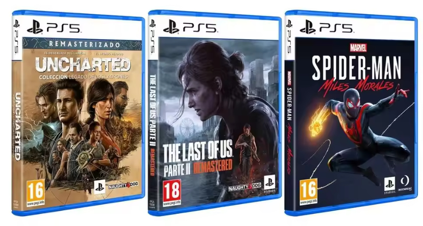 Pack PS5: Uncharted: Colección Legado de los Ladrones + The Last of Us Part II Remastered + Spider-Man: Miles Morales