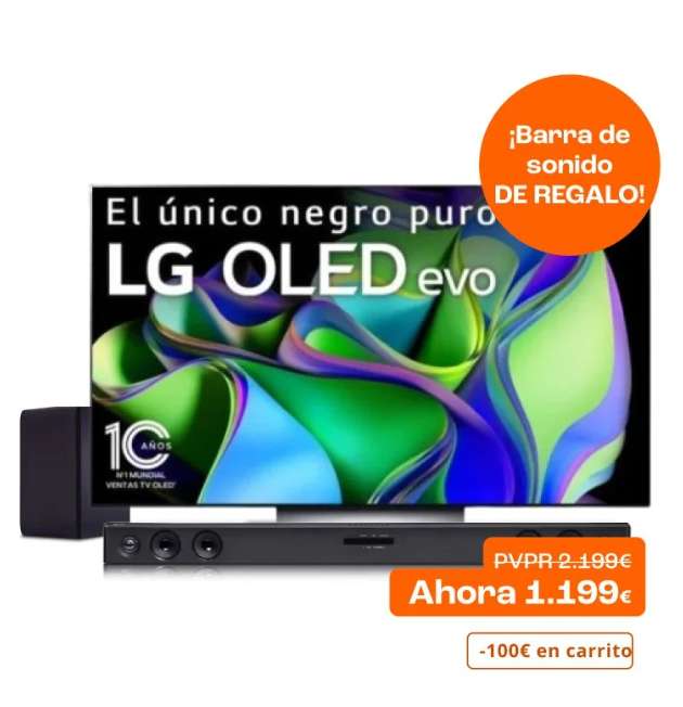 LG OLED55C31LA 55" + barra de sonido con subwoofer SQC2