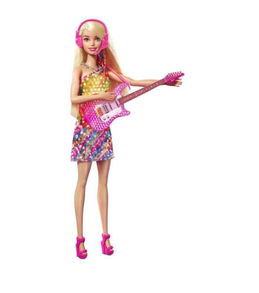 Muñeca rubia con guitarra de juguete y accesorios de música Grandes Sueños en la Gran Ciudad Dreamhouse Adventures Malibú Barbie