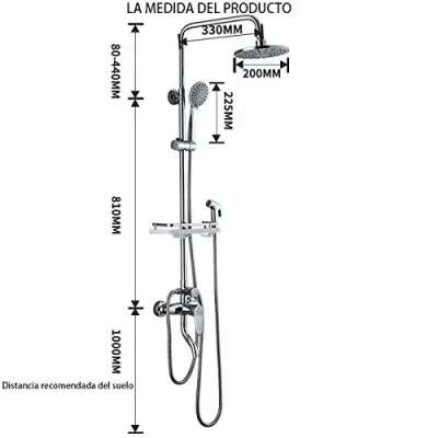 Columna de Ducha con Grifo - Juegos de Alcachofa - Columna de baño Multifuncional Altura Ajustable y Acero Inoxidable(T2)