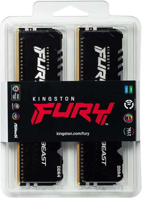 Kingston FURY Beast RGB 32GB Kit (2x16GB) RAM DDR4 3600 CL18