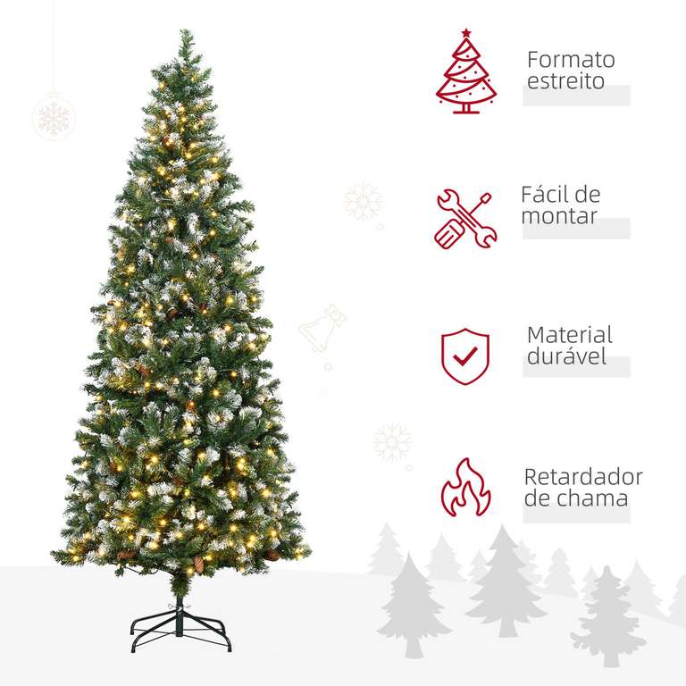 Árbol De Navidad Artificial 150cm Con Luces LED Y Adornos - Pino Frondoso Plegable Con Lentejuelas (Luz Naranja/Roja/Blanca)