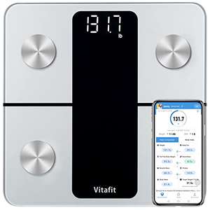 Vitafit Bascula de Baño Digital Grasa Corporal, Balanza Bluetooth con App, Bascula Electrónica Monitores con Análisis Corporal