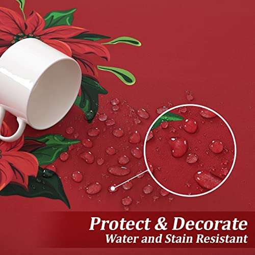 Mantel Navidad Mantel Rojo Rectangular 137x200cm Antimanchas Resistente al Agua y sin Arrugas [También 137x137 cm]