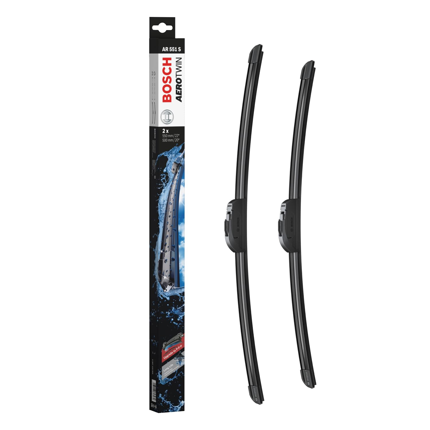 Escobilla limpiaparabrisas Bosch Aerotwin AR551S, Longitud: 550mm/500mm – 1 juego para el parabrisas (frontal)