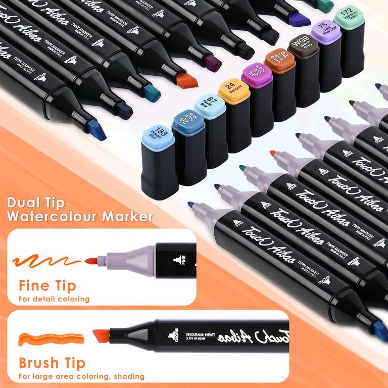 Rotuladores Artist de 80 Colores, Marker Pen Dual Tips Arte del Bosquejo