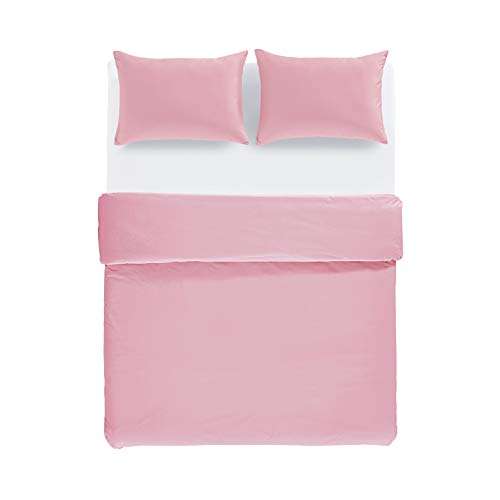 Amazon Basics - Juego de funda nórdica ligera de algodón - 200 x 200 cm / 50 x 80 cm, Rosa polvo