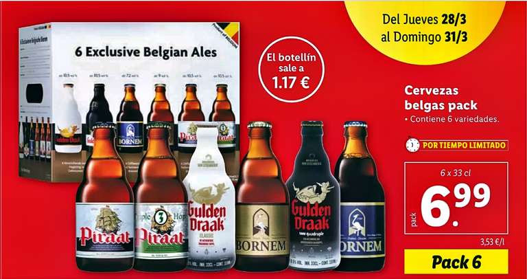 Cervezas belgas Pack de 6 x 33 cl Gulden Draak / Bornem / Piraat por 6,99€