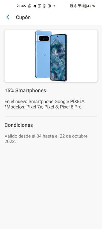 Pixel 8 y Pixel 8 PRO + Pixel Buds Pro de REGALO (PVP 200€) + 15% descuento EXTRA con Waylet