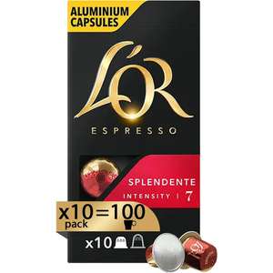 L'Or - café espresso Shining - 100 cápsulas de aluminio - Intensidad 7 - máquinas Nespresso - 10 paquetes de 10 cápsulas (Cad: 19/03/2024)