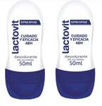 2 x Lactovit Desodorante Roll on Extra Eficaz Protección Inteligente, Anti-Irritaciones y 48H de Eficacia, 50 Mililitros [Unidad 1'42€]