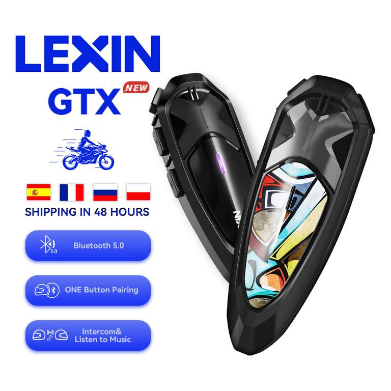 Lexin-intercomunicador GTX con Bluetooth para casco de motocicleta (DESDE ESPAÑA) (2 por 143,29€)