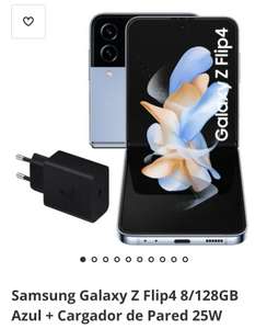 Samsung Galaxy Z Flip4 8/128GB Azul + Cargador de Pared 25W teléfono galaxy
