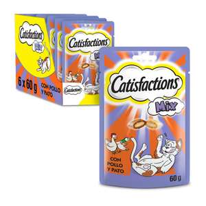 Catisfactions, Premios para Gatos, Sabor Mixto de Pollo y Pato (Pack de 6 x 60g)