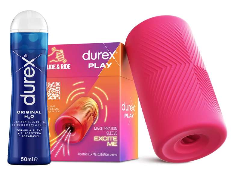 Durex Masturbador SLIDE & RIDE + Lubricante Original H2O 50 ml + 6x Preservativos [26,37€ NUEVO USUARIO]