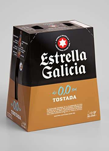 Estrella Galicia 0,0 Tostada Cerveza - Pack de 24 botellines x 250 ml - Total: 6 L.