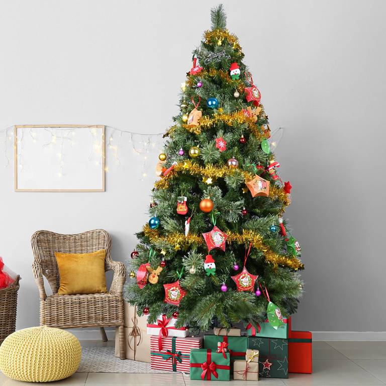 YEAUPE PRO Árbol de Navidad Artificial de PVC 180 cm | con Base de Metal Estable | Incluye Cinta de Adorno de 9m | para Interior y Exterior