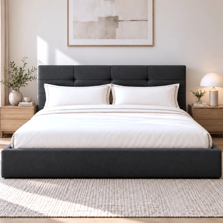 Cama canapé tapizada | 180 x 200 cm | Almacenaje integrado | Somier elevable | Abatible | Cella 180