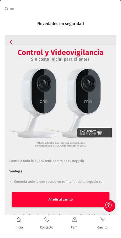 2 camaras arlo webcam. 12€ por 1 mes y de baja (Clientes securitas) Chollometro