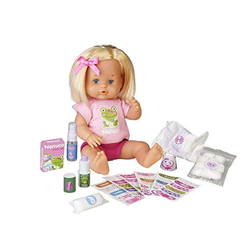 Cura Sana, muñeca para Jugar a los médicos con tu bebé, con tiritas de Colores y el Kit médico para Curar a la muñeca
