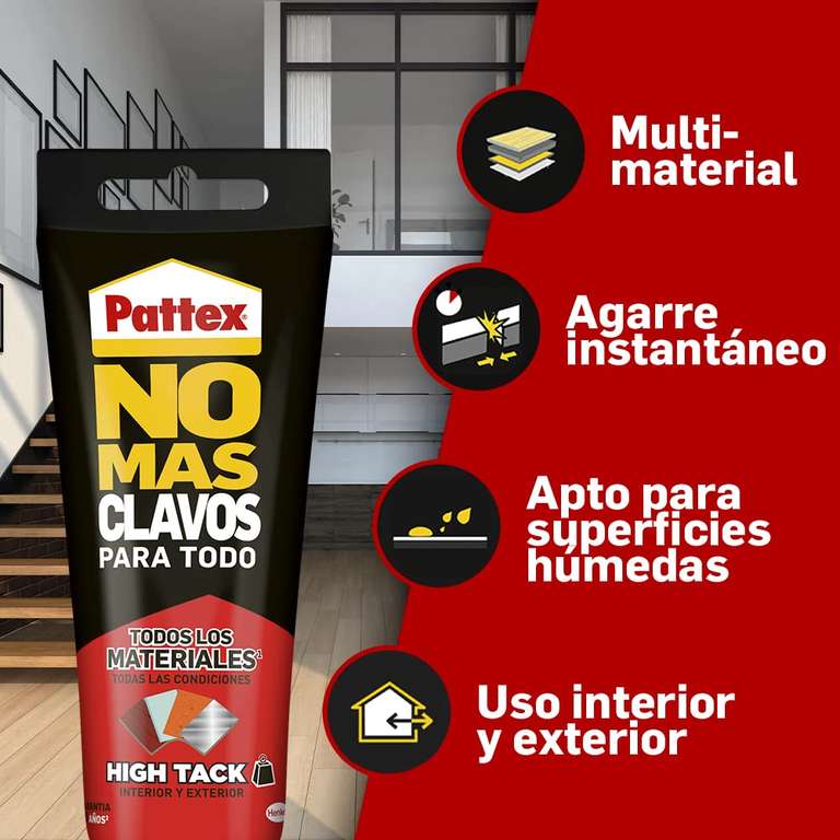 Pattex No Más Clavos Original, adhesivo de montaje resistente, pegamento  extrafuerte para madera, metal y más, adhesi
