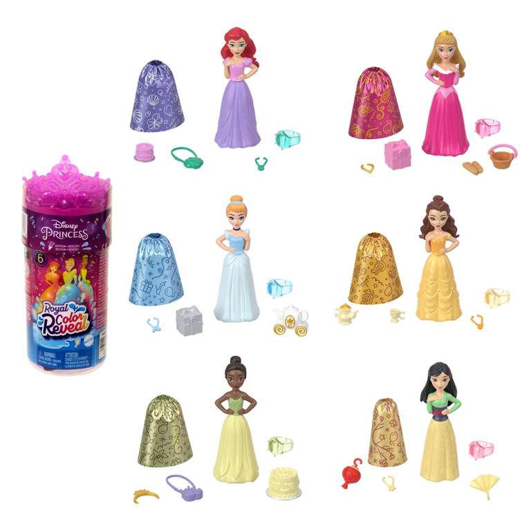 Oferta: Mattel Muñecas Disney Princesas Color Reveal Serie Fiesta con 6 sorpresas, incluye accesorios