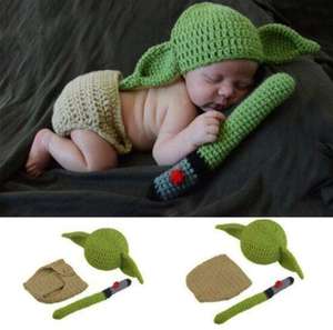 Disfraz para bebés de Baby Yoda hecho a mano 0-3 meses.