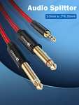 Cable de audio de 3,5 mm a 2 x 6,35 mm, 1/4 a 1/8 pulgadas, para mezclador, grabador de audio, guitarra, amplificador