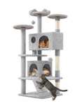 Yaheetech Árbol Rascador para Gatos 139cm con 3 Plataformas 2 Nidos 2 Pompones Torre de Escalador con Postes en Sisal Ideal para 3-4