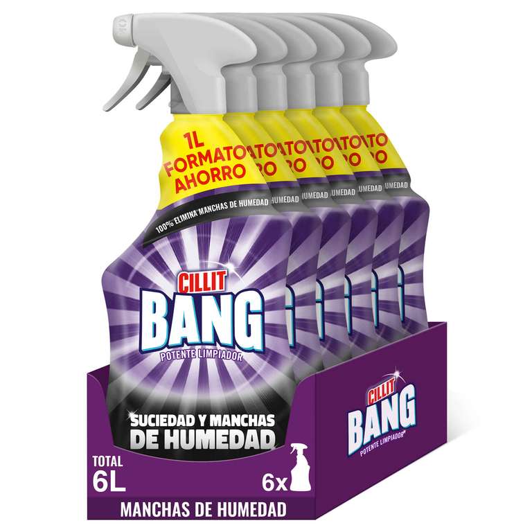 Cillit Bang - Spray Limpiador Suciedad y humedad, manchas negras para Baño, 6 sprays de 1L