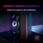MARSGAMING MC-S1 Negro, Caja PC Compacta Gaming Micro-ATX, Iluminación ARGB 12 Modos, Ventilador FRGB,