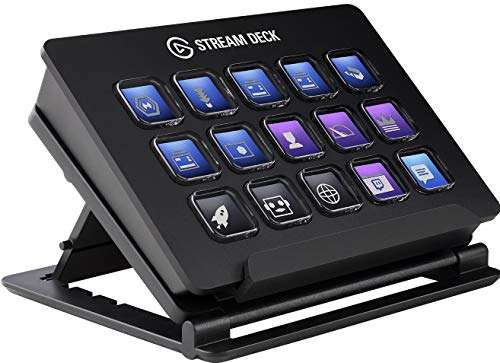 Elgato Stream Deck - Controlador para contenido en directo, 15 teclas LCD personalizables, soporte ajustable, Negro