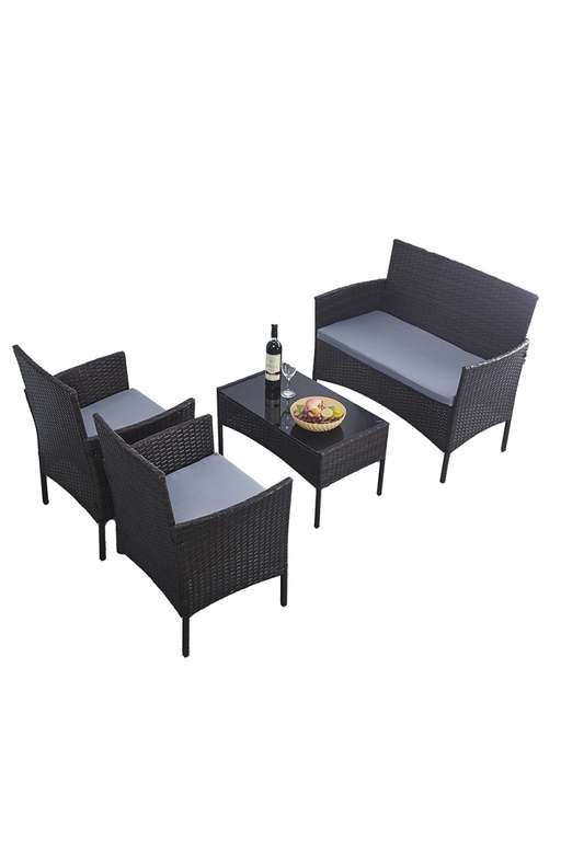 Set de Jardín: sofá + 2 sillas + mesa + cojines (-5% suscribiéndote a la newsletter; precio final: 128,90€)
