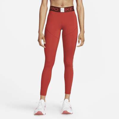 Nike Pro - Leggings de talle medio con estampado - Mujer (Cinnabar/Oxen Brown/Rosa suave claro)