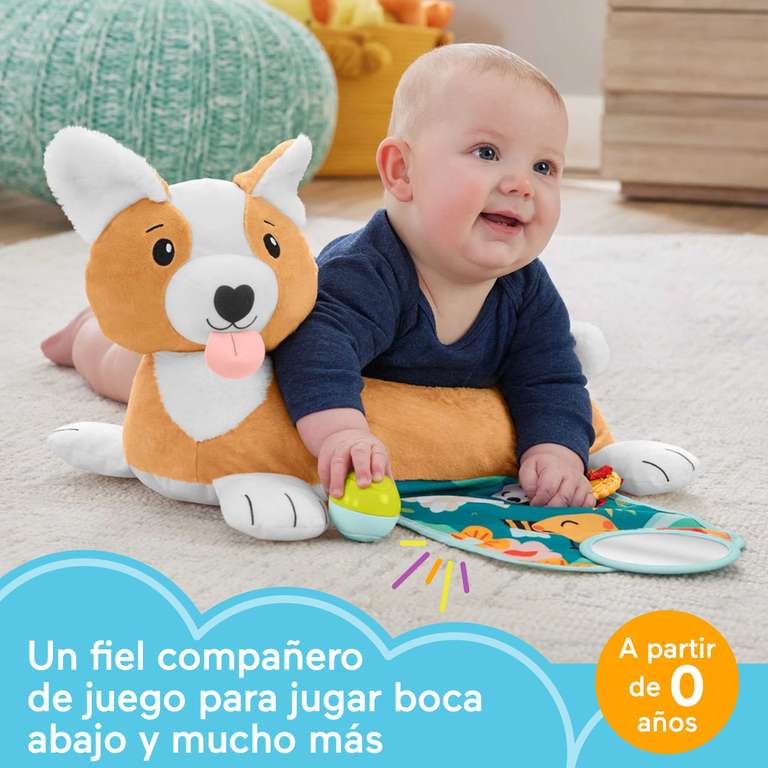 Fisher-Price Cojín Cachorro 3 en 1 Peluche sensorial con Accesorios, Juguete para bebé recién Nacido