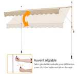 Toldo Manual Retractil para Balcón con Manivela 210-300cm Altura Ajustable Sin Taladrar Resistente a los Rayos UV 300 x 180 cm/Beige