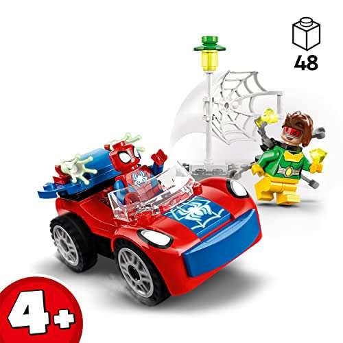 LEGO 10789 Marvel Coche de Spider-Man y Doc Ock, Spidey y Sus Amigos, Juguete de Construcción, Accesorios de Telarañas y 2 Mini Figuras